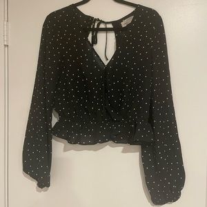 Long sleeve polka dot blouse